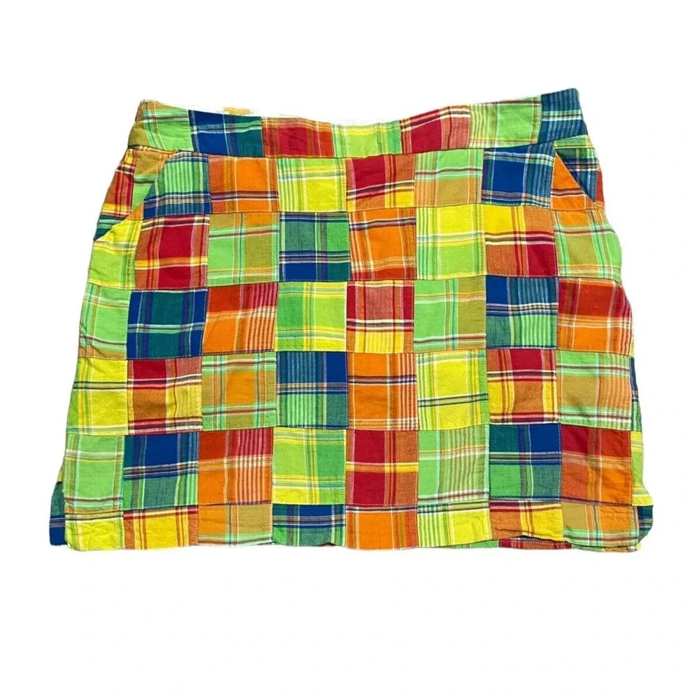 Loud Mouth Women's Patchwork Skort Golf Skirt size US 16 Plaid Cotton Pockets